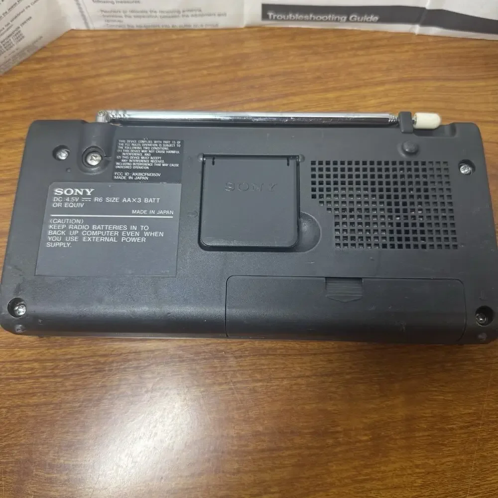 SONY ICF-M350V Tv/ Weather/ FM/AM RECEIVER Portable Radio Black DC4.5